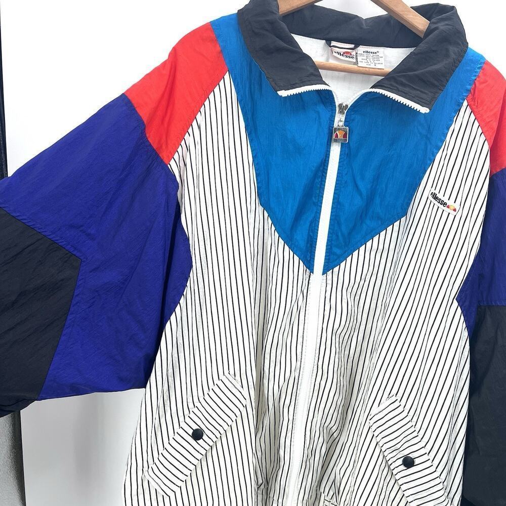 Vintage 90s Ellesse Colorful Color Block Nylon Track … - Gem